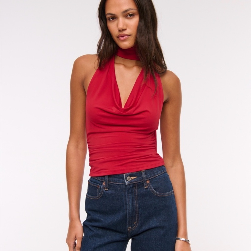 Abercrombie & Fitch Red Halter Crop Top